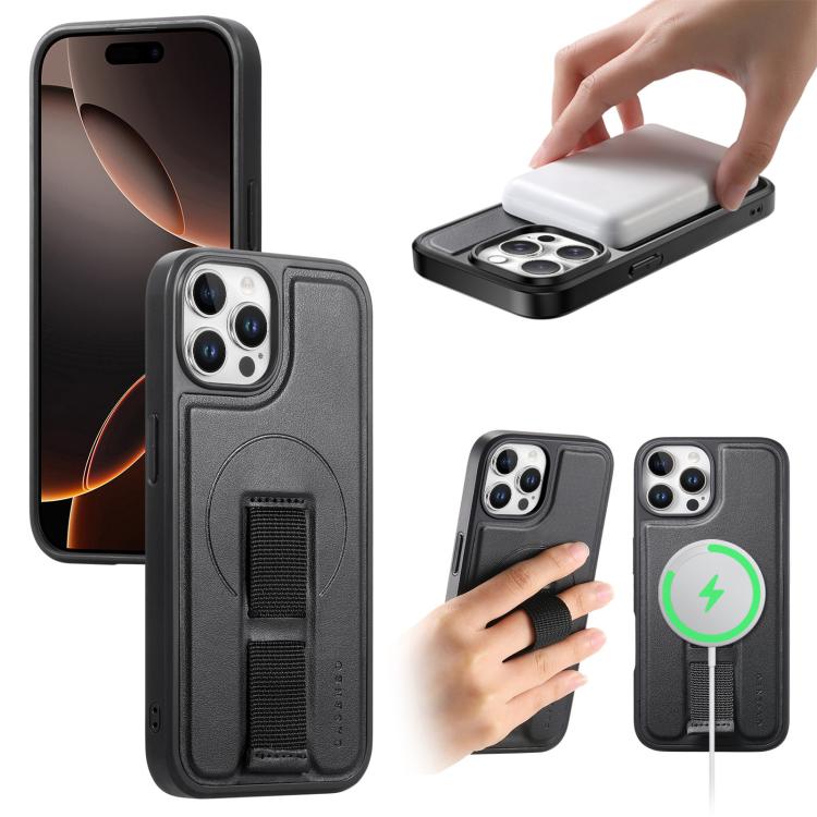 

For iPhone 12 Pro Max CaseNeo Finger Grip Wristband MagSafe Back Phone Case(Black)