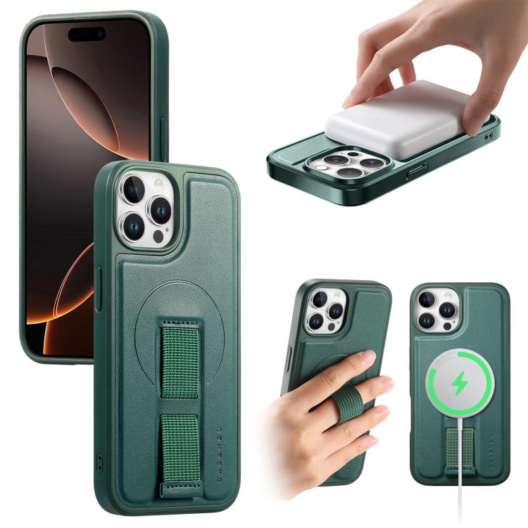 

For iPhone 12 Pro Max CaseNeo Finger Grip Wristband MagSafe Back Phone Case(Green)