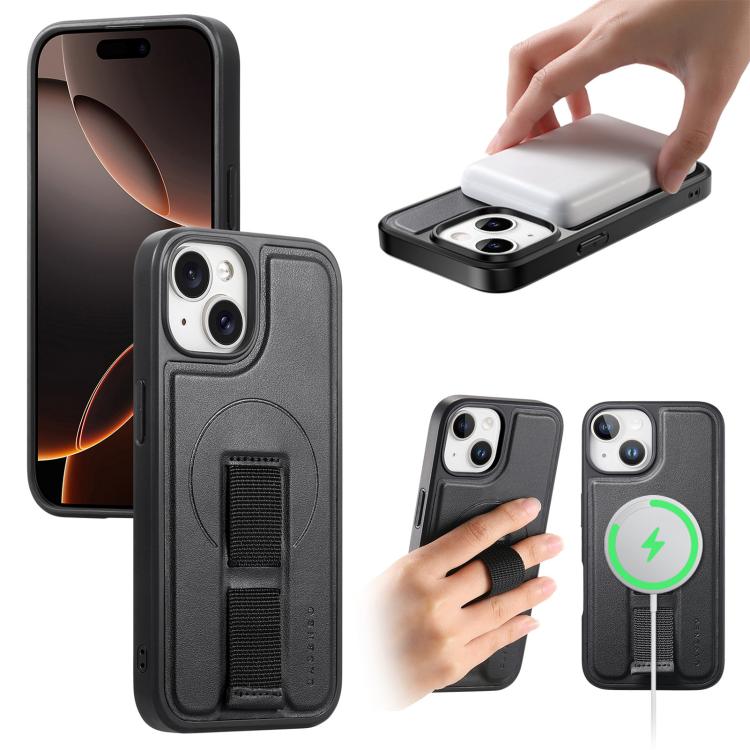 

For iPhone 14 / 13 CaseNeo Finger Grip Wristband MagSafe Back Phone Case(Black)
