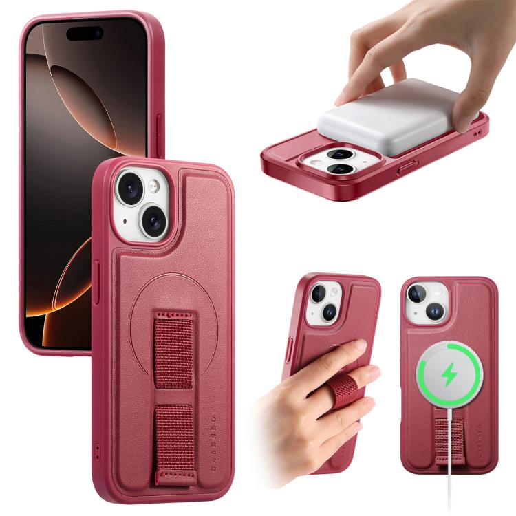 

For iPhone 14 / 13 CaseNeo Finger Grip Wristband MagSafe Back Phone Case(Red)