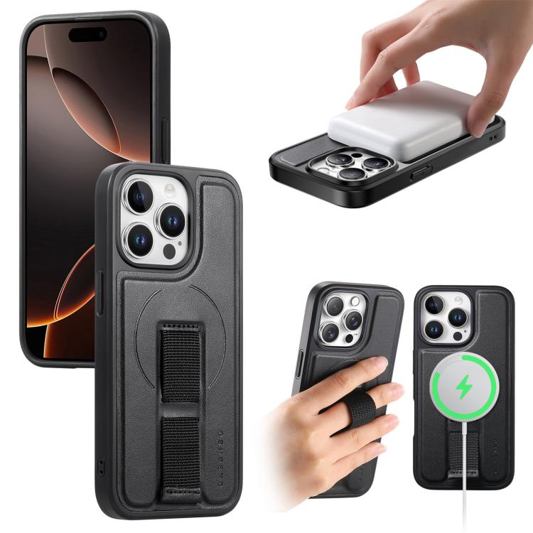 

For iPhone 13 Pro CaseNeo Finger Grip Wristband MagSafe Back Phone Case(Black)