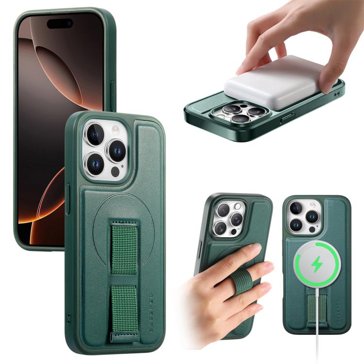 

For iPhone 13 Pro CaseNeo Finger Grip Wristband MagSafe Back Phone Case(Green)