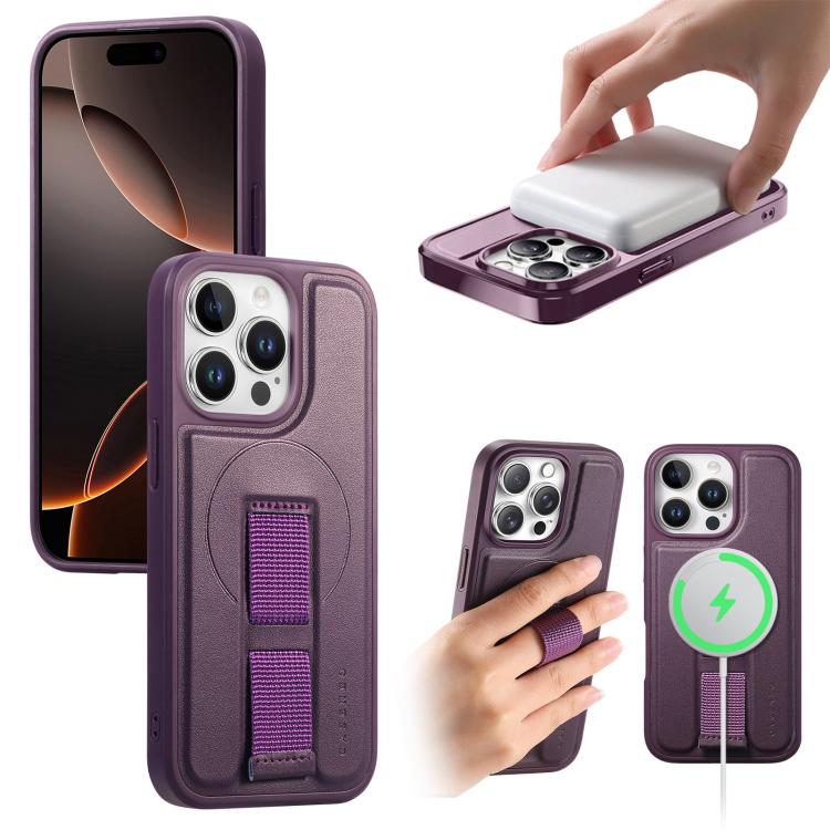 

For iPhone 14 Pro CaseNeo Finger Grip Wristband MagSafe Back Phone Case(Purple)