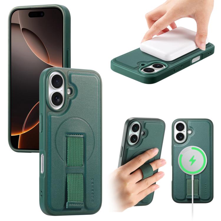 

For iPhone 16 CaseNeo Finger Grip Wristband MagSafe Back Phone Case(Green)