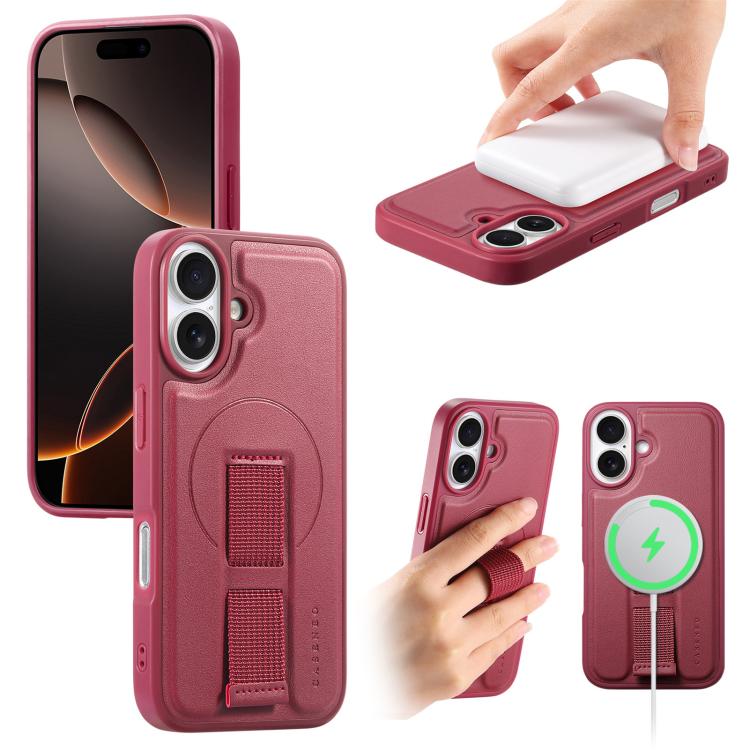 

For iPhone 16 Plus CaseNeo Finger Grip Wristband MagSafe Back Phone Case(Red)