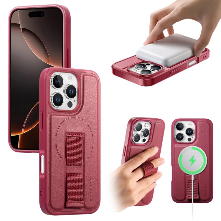 

For iPhone 16 Pro CaseNeo Finger Grip Wristband MagSafe Back Phone Case(Red)