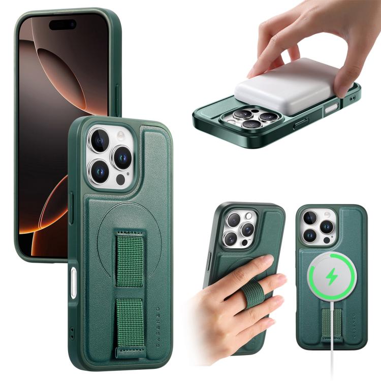 

For iPhone 16 Pro Max CaseNeo Finger Grip Wristband MagSafe Back Phone Case(Green)