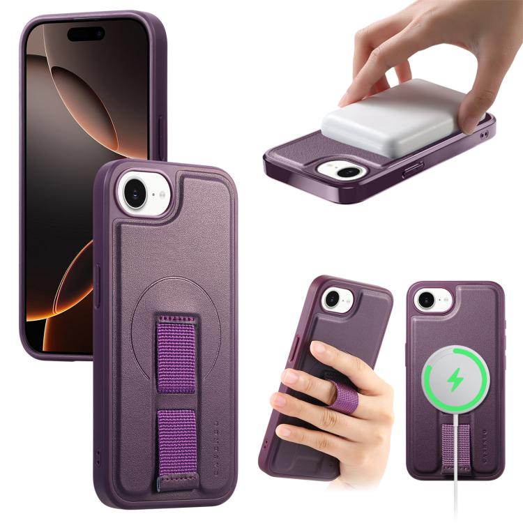 

For iPhone 17e / 16e CaseNeo Finger Grip Wristband MagSafe Back Phone Case(Purple)