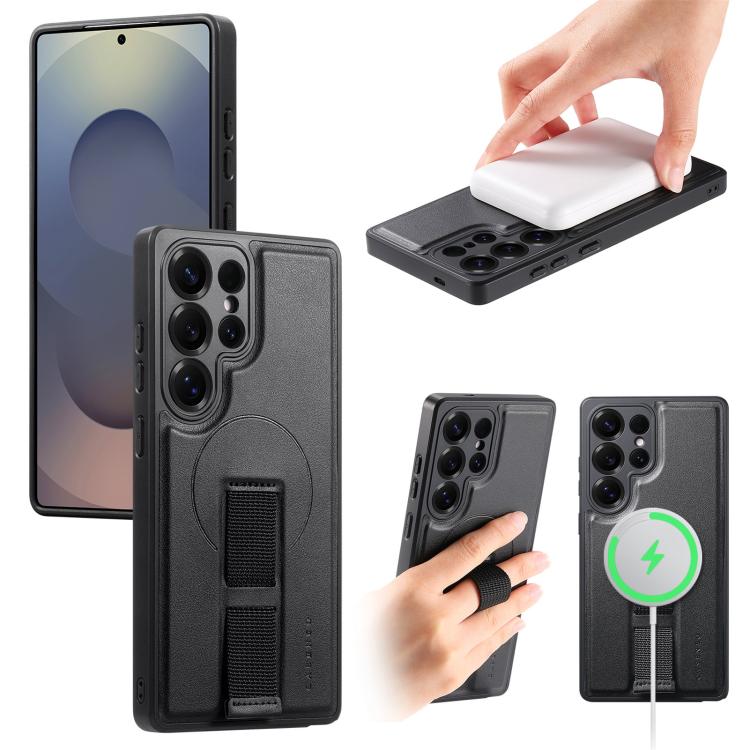 

For Samsung Galaxy S25 Ultra 5G CaseNeo Finger Grip Strap MagSafe Back Phone Case(Black)