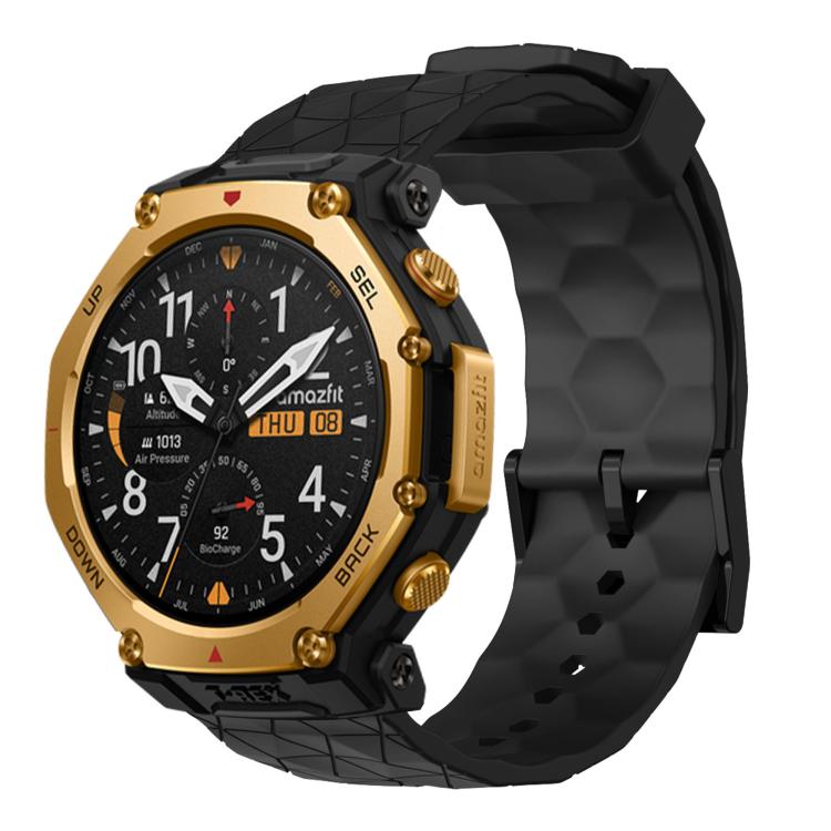 

For Amazfit T-Rex 3 Pro Football Texture Solid Color Silicone Watch Band(Black)