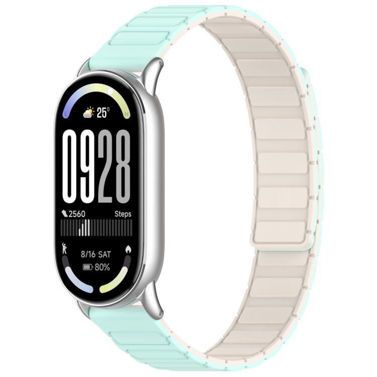 

For Xiaomi Smart Band 10 / 9 / 8 I-shaped Magnetic Silicone Watch Band(Pale Mint Starlight)