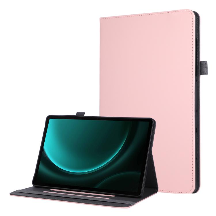 

For Samsung Galaxy Tab S10 FE / 9 / 8 Macaron Color Hand Grip Leather Tablet Case with Holder(Pink)