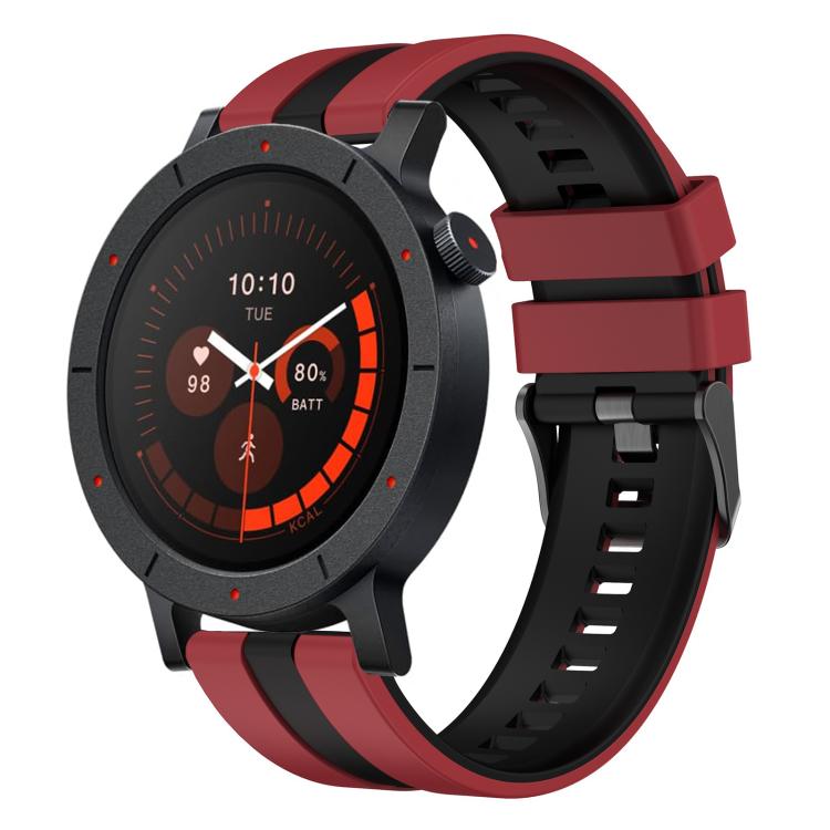 

For CMF Watch 3 Pro Vertical Two Color Silicone Sports Watch Band(Dark Red Black)