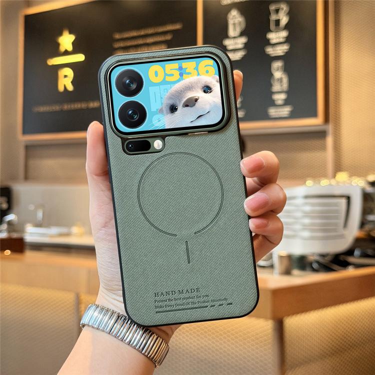 

For Xiaomi 17 Pro Max Fabric Magnetic PU Back Cover Phone Case(Green)