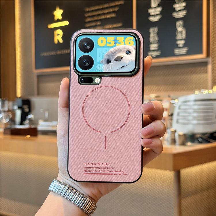 

For Xiaomi 17 Pro Max Fabric Magnetic PU Back Cover Phone Case(Pink)