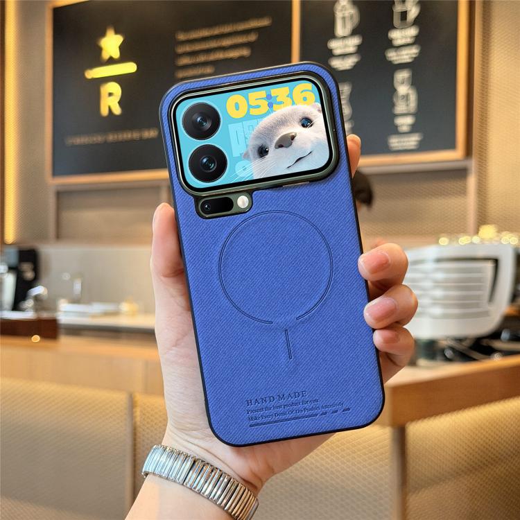 

For Xiaomi 17 Pro Max Fabric Magnetic PU Back Cover Phone Case(Blue)