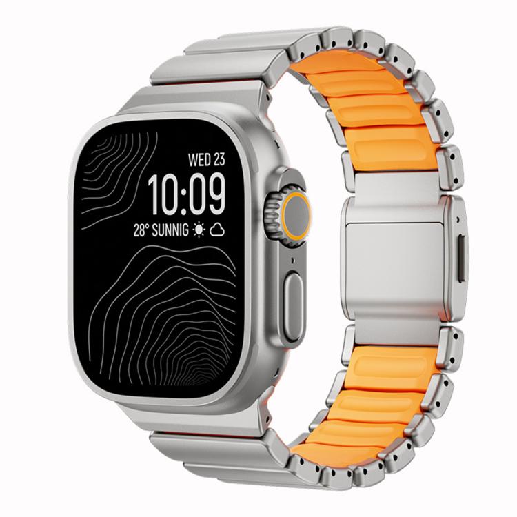 

For Apple Watch 46mm / 49mm / 45mm / 44mm Norman Magnetic Buckle Titanium Metal Watch Band(Titanium Orange)