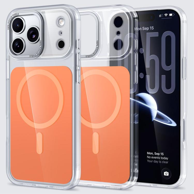 For iPhone 18 Pro Kalebol Transparent Magnetic MagSafe Skin Feel Phone Case(Orange)
