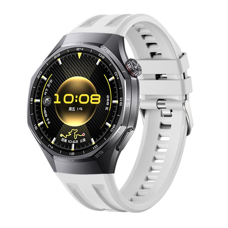 

For Huawei Watch GT 6 Pro Seamless Connection Dual Groove Non-porous Solid Color Silicone Watch Band(White)