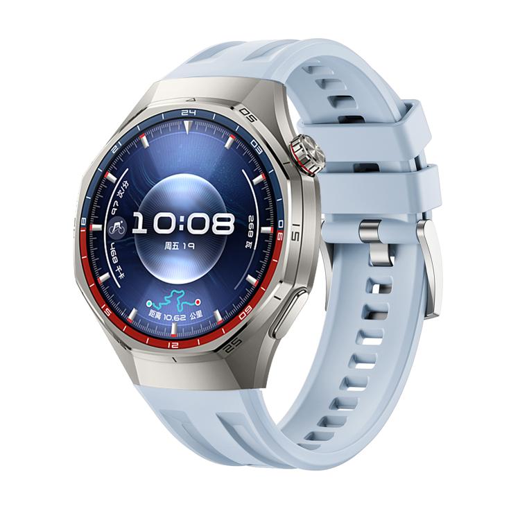 

For Huawei Watch GT 6 Pro Seamless Connection Dual Groove Non-porous Press Button Solid Color Silicone Watch Band(Official Blue)