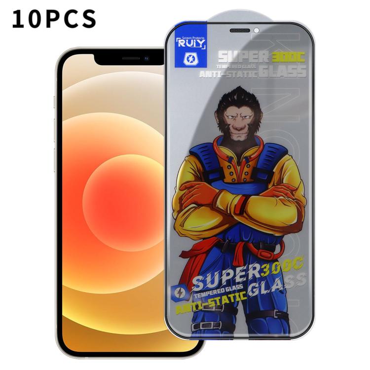 

For iPhone 12 10pcs Armor 300C Ultra-Curved Anti-Static Anti-Dust Silk-Screened Privacy Tempered Glass Film