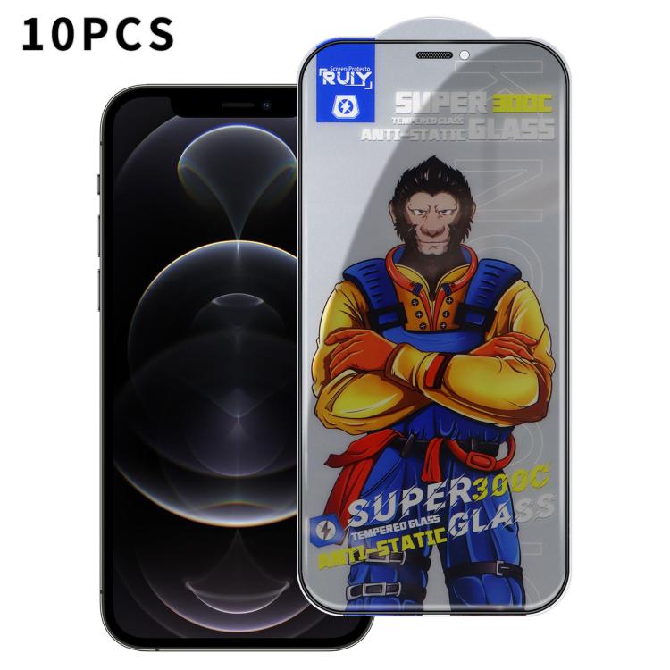 

For iPhone 12 Pro 10pcs Armor 300C Ultra-Curved Anti-Static Anti-Dust Silk-Screened Privacy Tempered Glass Film