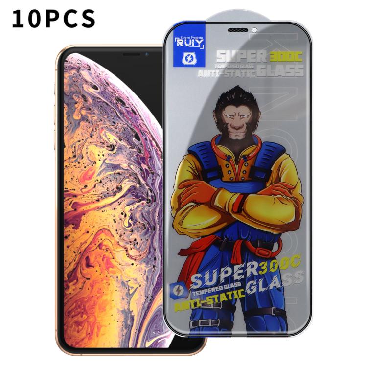 

For iPhone XS Max 10pcs Armor 300C Ultra-Curved Anti-Static Anti-Dust Silk-Screened Privacy Tempered Glass Film