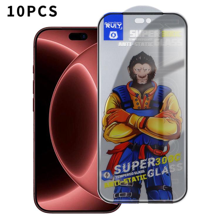 For iPhone 18 Pro 10pcs Armor 300C Ultra-Curved Anti-Static Anti-Dust Silk-Screened Privacy Tempered Glass Film