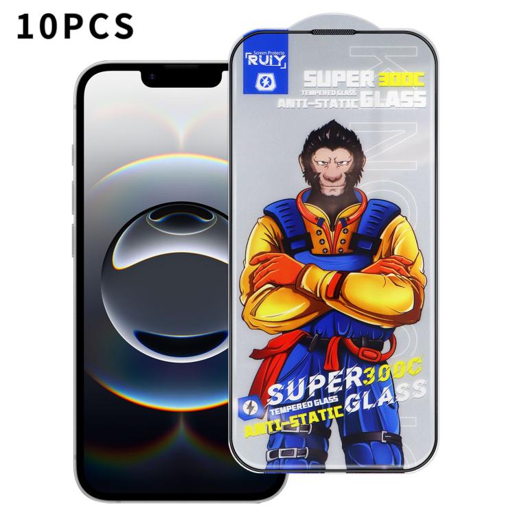 

For iPhone 16e 10pcs Armor 300C Ultra-Curved Anti-Static Anti-Dust Silk-Screened HD Tempered Glass Film