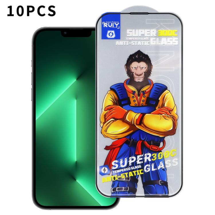 

For iPhone 13 Pro Max 10pcs Armor 300C Ultra-Curved Anti-Static Anti-Dust Silk-Screened HD Tempered Glass Film