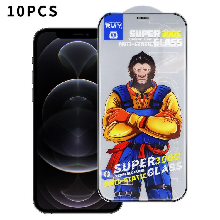 

For iPhone 12 Pro 10pcs Armor 300C Ultra-Curved Anti-Static Anti-Dust Silk-Screened HD Tempered Glass Film
