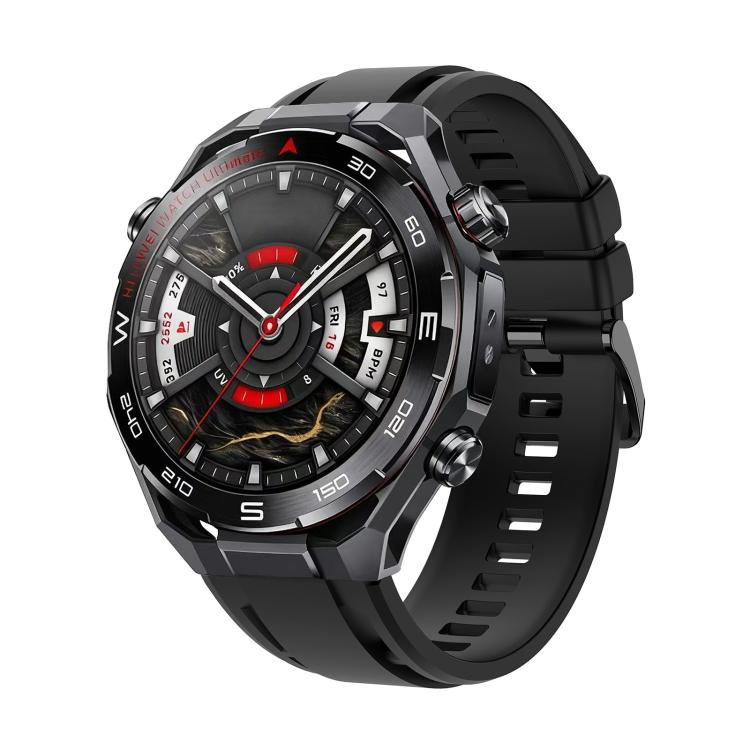 

For Huawei Watch Ultimate 2 Black Pin Buckle Solid Color Silicone Watch Band(Black)