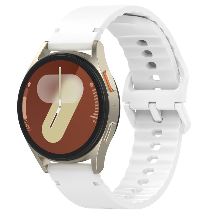 

20mm Solid Color Stitched Colorful Buckle Silicone Watch Band(White)