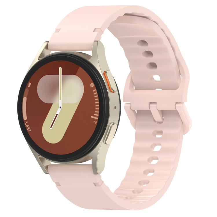 

22mm Solid Color Stitched Colorful Buckle Silicone Watch Band(Pink)