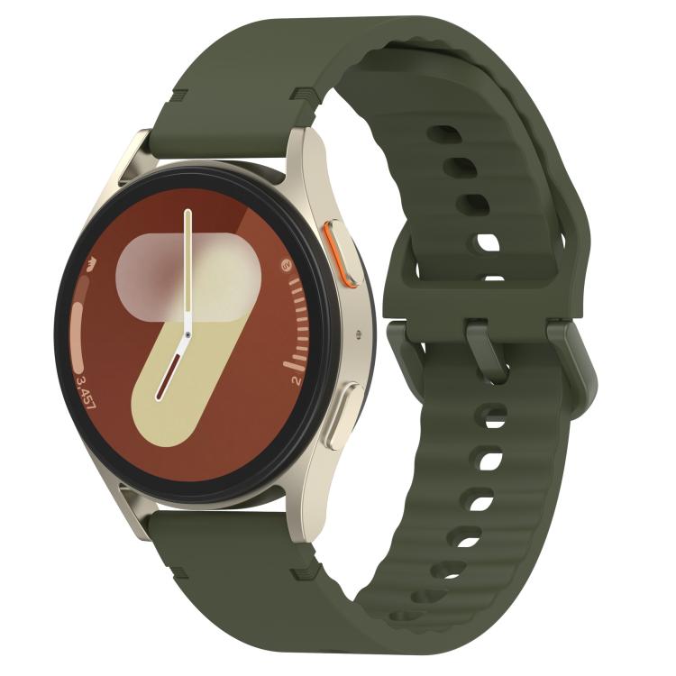 

22mm Solid Color Stitched Colorful Buckle Silicone Watch Band(Army Green)