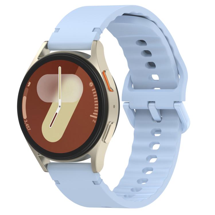 

22mm Solid Color Stitched Colorful Buckle Silicone Watch Band(Light Blue)