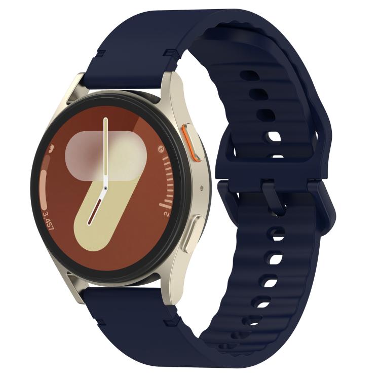 22mm Solid Color Stitched Colorful Buckle Silicone Watch Band(Midnight Blue)