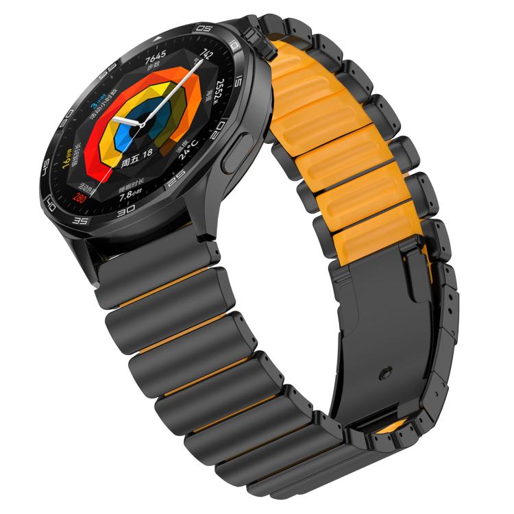 

22mm Turtle Buckle Dual Color Titanium Metal Silicone Watch Band(Black Orange)
