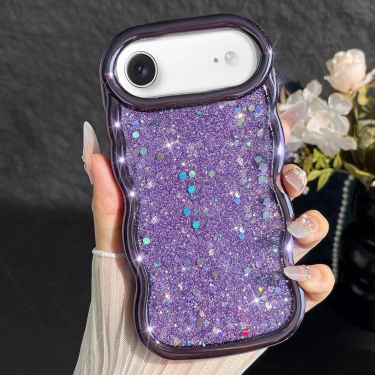 

For iPhone Air Wave Glitter Sequined Electroplated Phone Case(Purple)