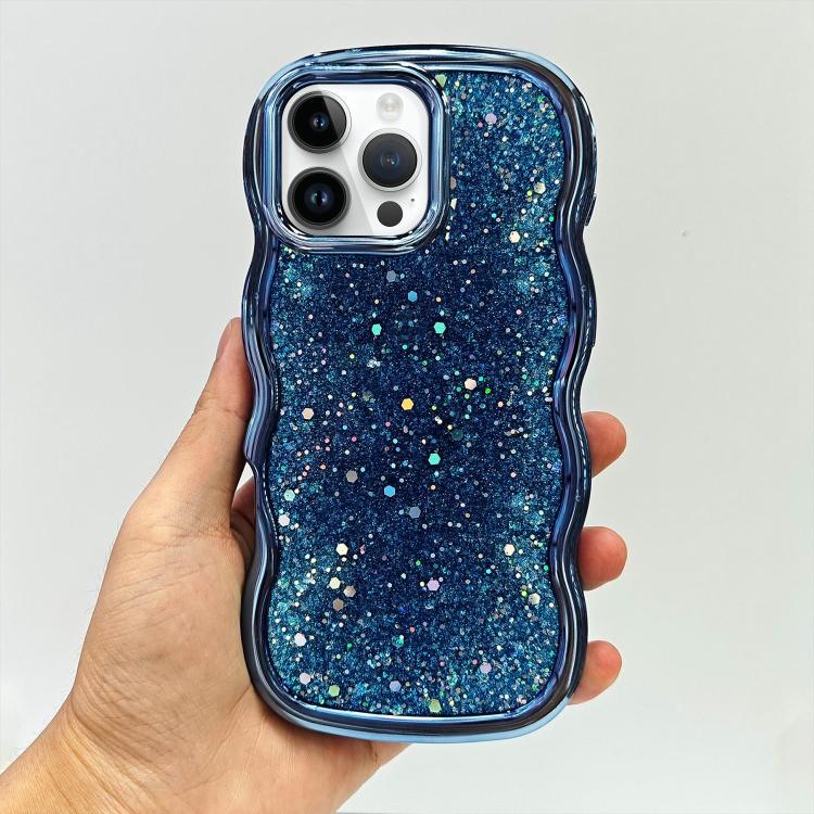 

For iPhone 14 Pro Max Wave Glitter Sequined Electroplated Phone Case(Blue)