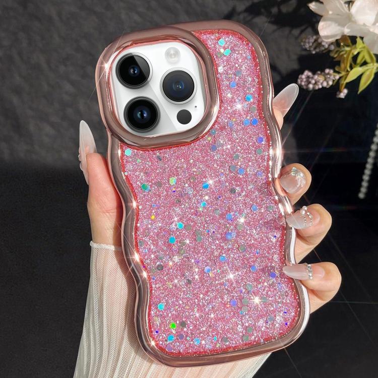 

For iPhone 13 Pro Wave Glitter Sequined Electroplated Phone Case(Pink)