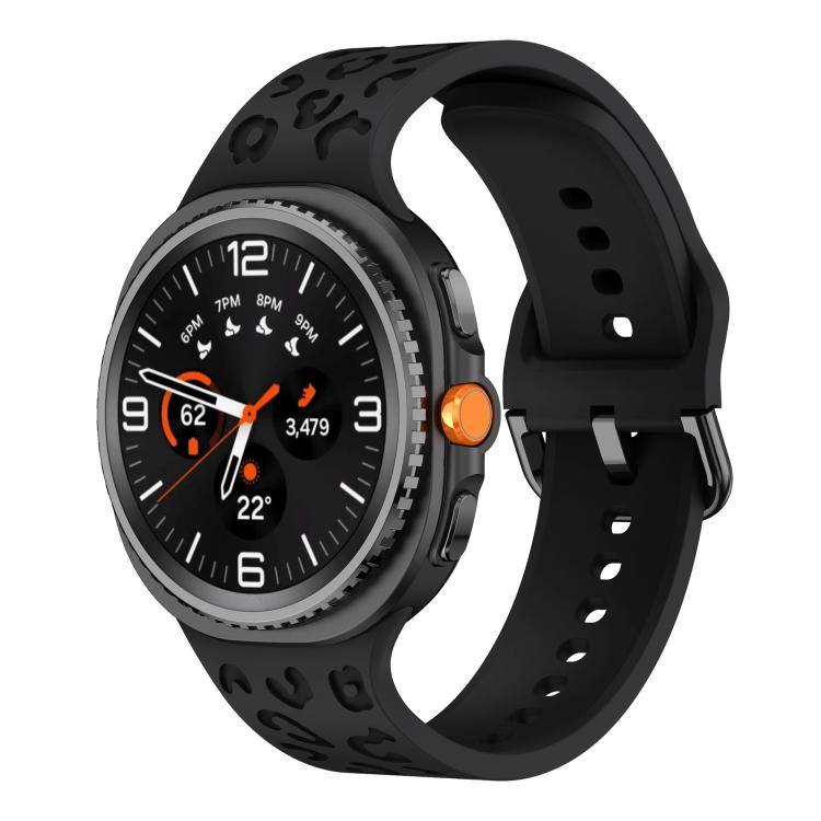 

For Samsung Galaxy Watch8 / Watch8 Classic Leopard Print Silicone Watch Band(Black)