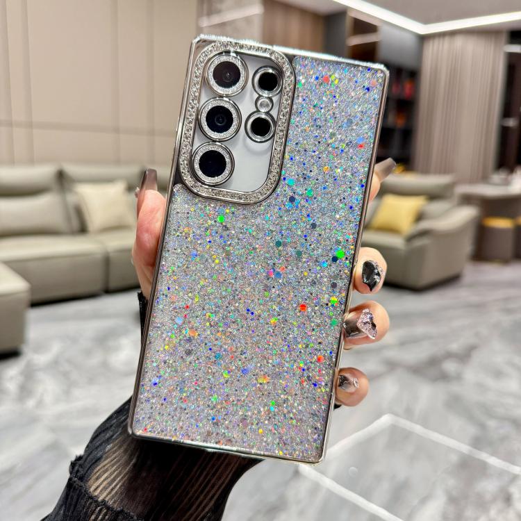 

For Samsung Galaxy S25 Ultra 5G Diamond Glitter Sequins TPU Phone Case(Silver)