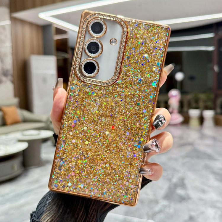 

For Samsung Galaxy S24+ 5G Diamond Glitter Sequins TPU Phone Case(Golden)