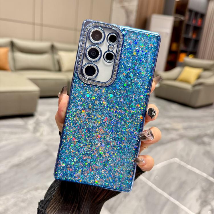 

For Samsung Galaxy S22 Ultra 5G Diamond Glitter Sequins TPU Phone Case(Blue)