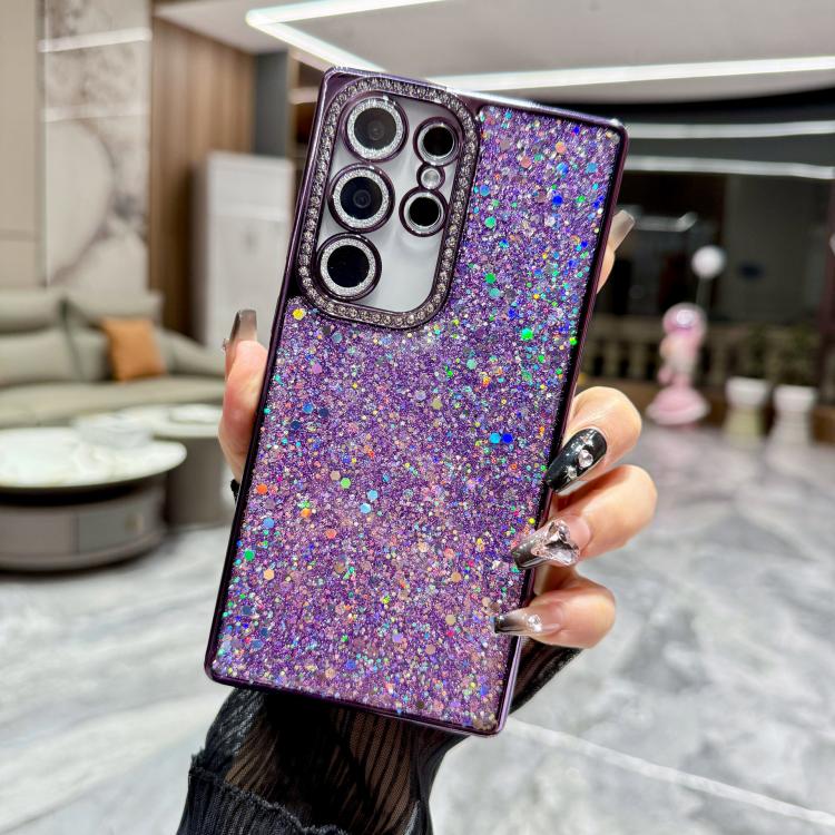 

For Samsung Galaxy S22 Ultra 5G Diamond Glitter Sequins TPU Phone Case(Purple)