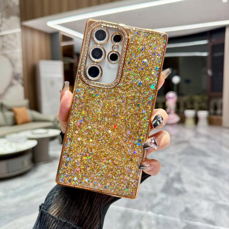 

For Samsung Galaxy S22 Ultra 5G Diamond Glitter Sequins TPU Phone Case(Golden)