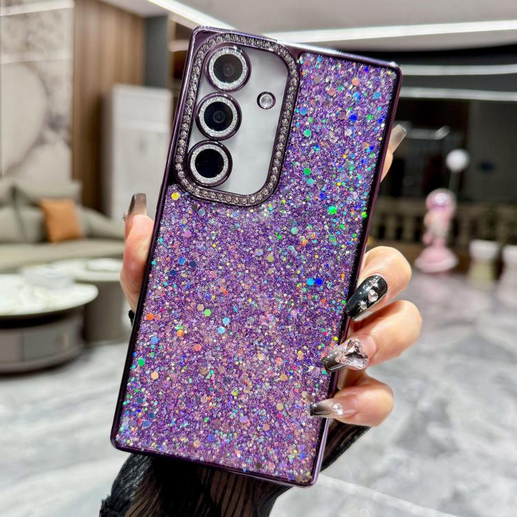 

For Samsung Galaxy A15 Diamond Glitter Sequins TPU Phone Case(Purple)