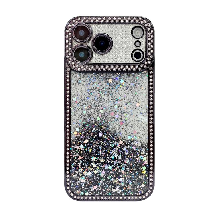 

For iPhone 17 Pro Max Diamond Gradient Glitter Sequins Plated Phone Case(Black)