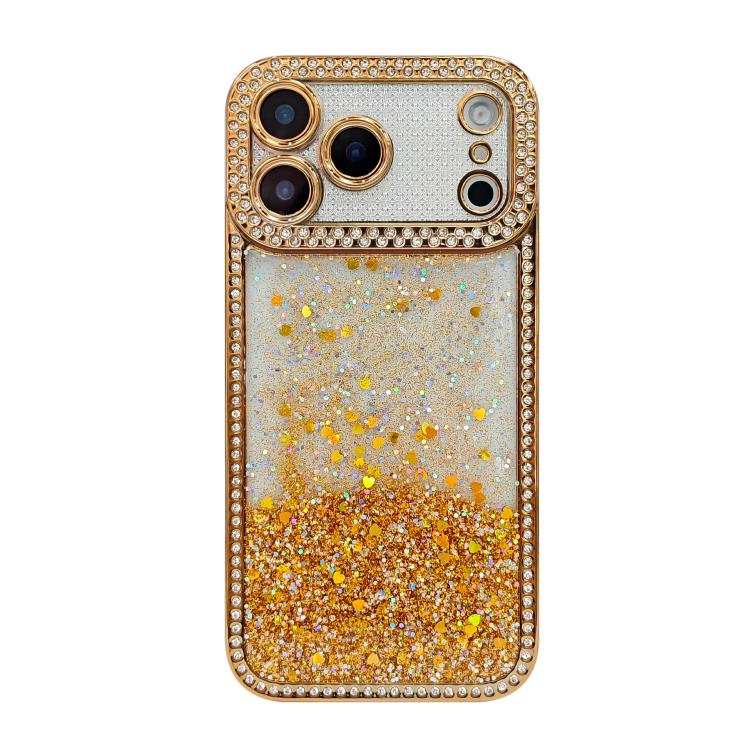 

For iPhone 17 Pro Max Diamond Gradient Glitter Sequins Plated Phone Case(Gold)
